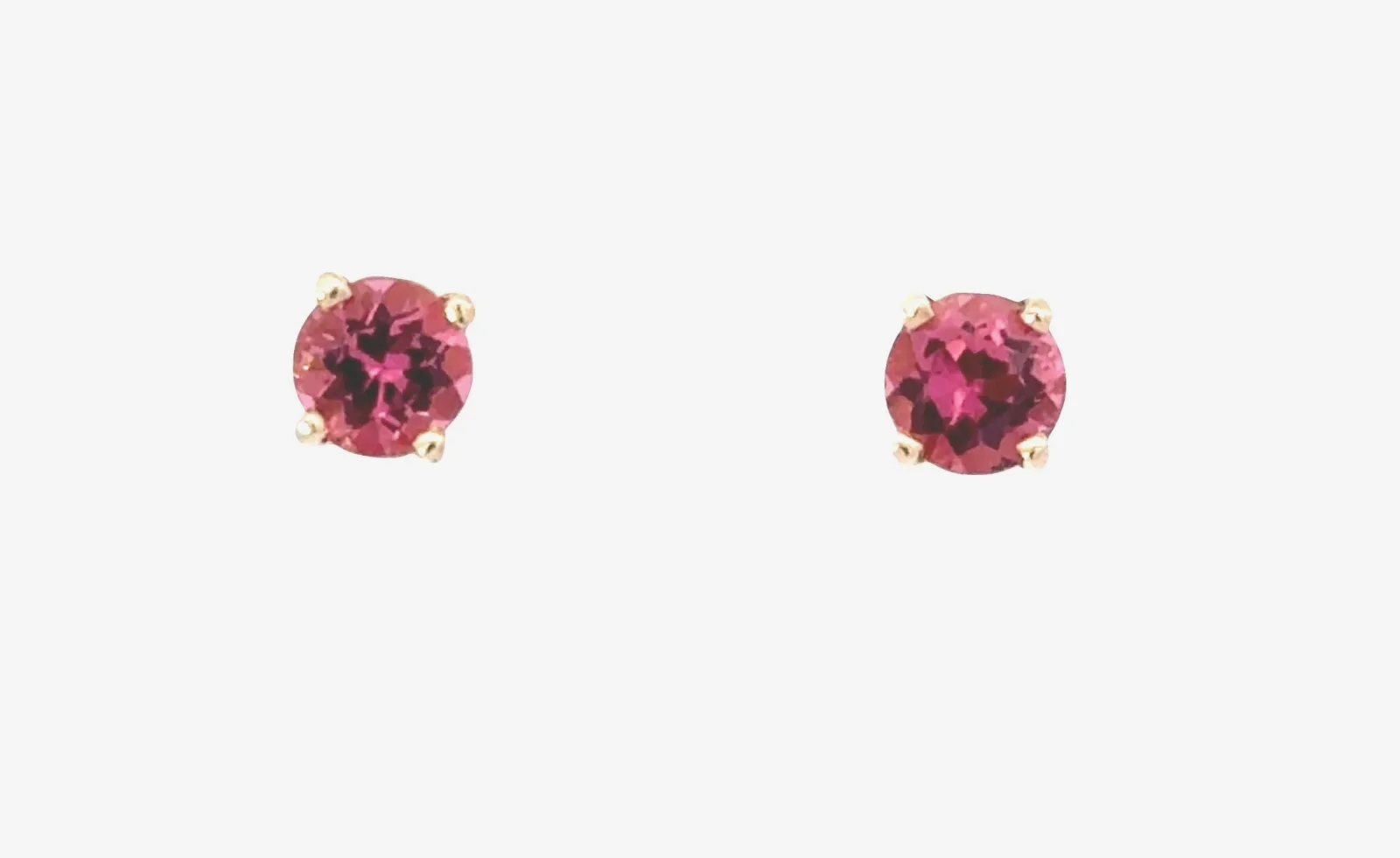 Pink Tourmaline Studs - 5mm 14k Yellow by Sharon Teaman — view 1