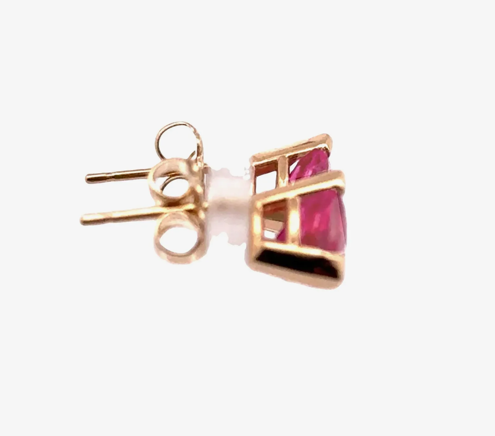 Pink Tourmaline Studs - Trillion 6mm 14k Yellow by Sharon Teaman — view 2