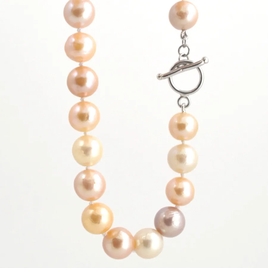 Pk Freshwater Natural Peach Multi-color Pearl Necklace by Sharon Teaman