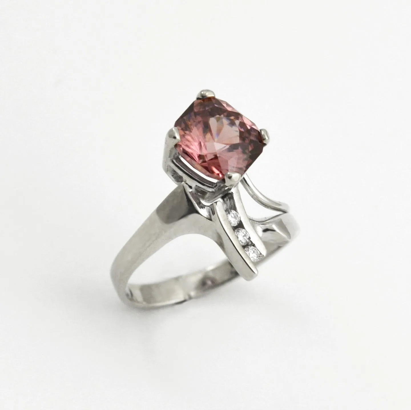 PZ 513 14K W Pink Zircon Ring by Sharon Teaman — view 2