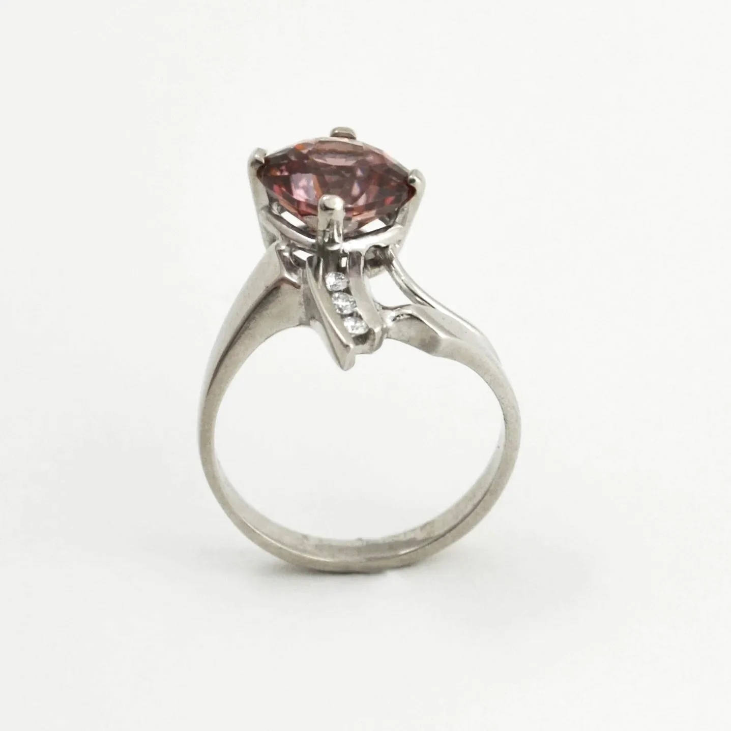 PZ 513 14K W Pink Zircon Ring by Sharon Teaman — view 3