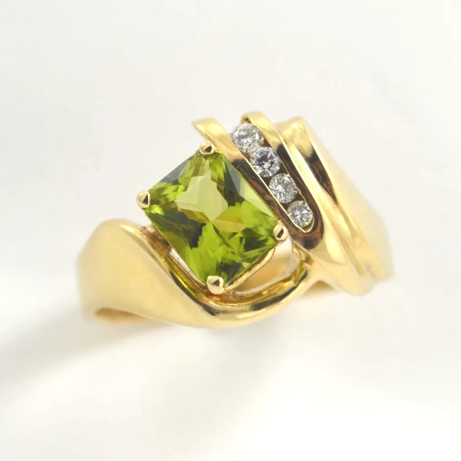 Rectangular Scissor Cut Peridot Ring by Sharon Teaman