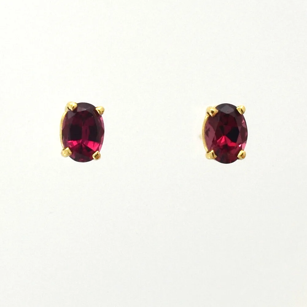 Rhodolite Garnet Oval Studs by Sharon Teaman — view 1