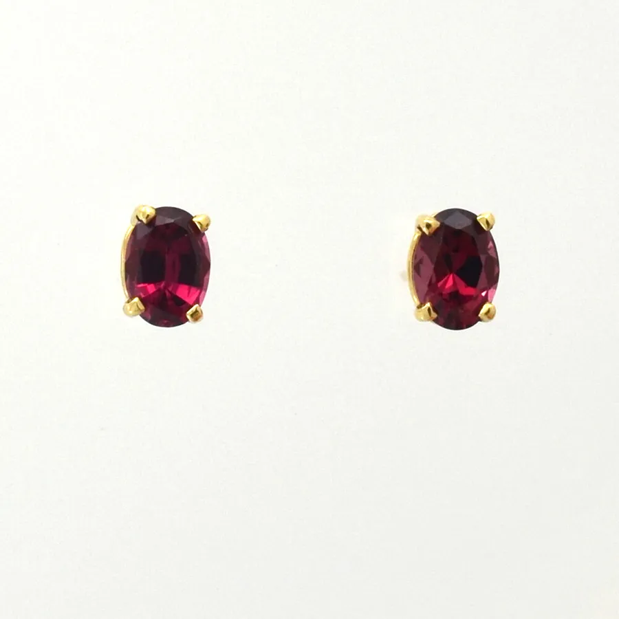 Rhodolite Garnet Oval Studs by Sharon Teaman