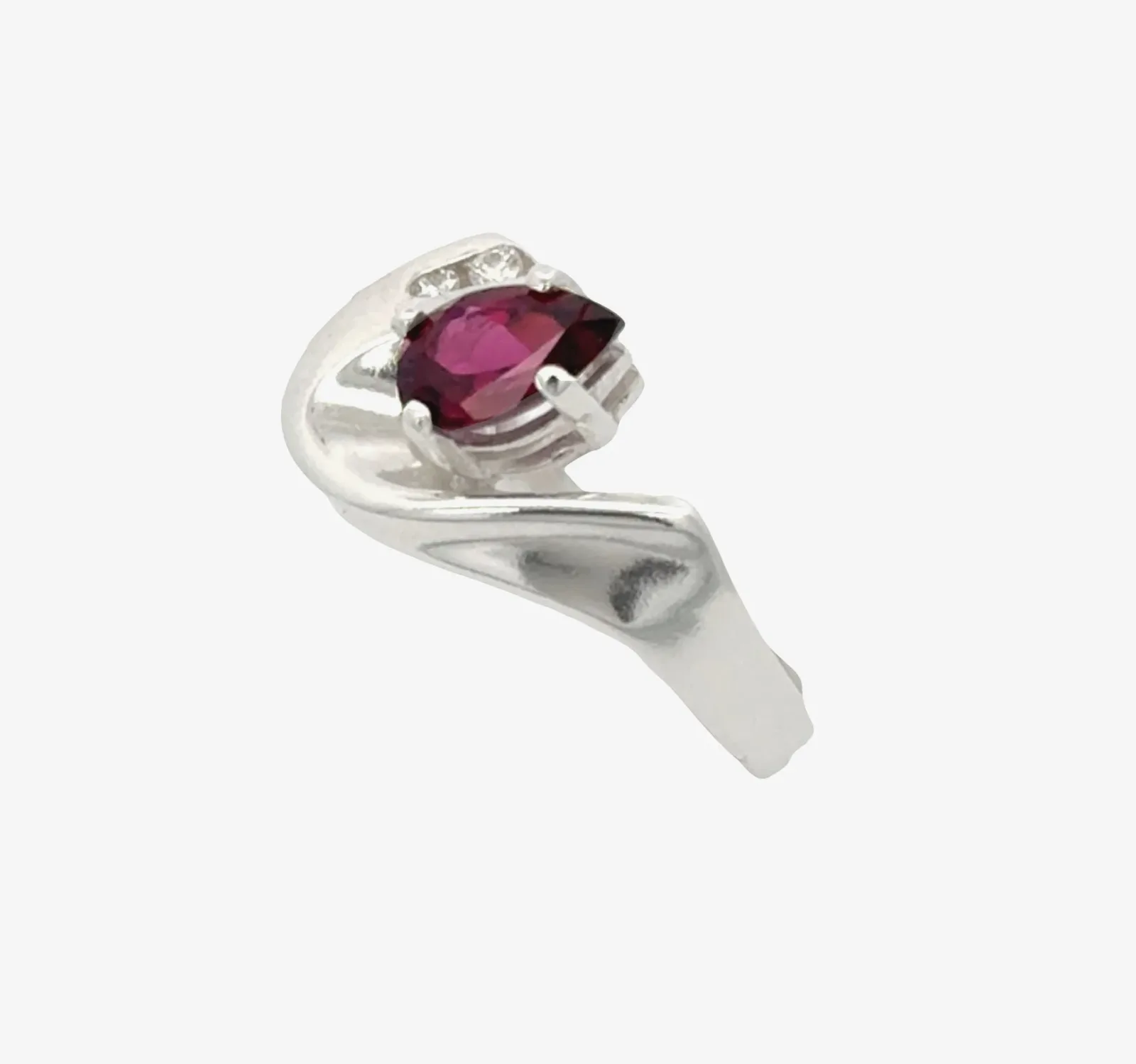 Rhodolite Garnet Pear Cut 1.04 carat Ring with 2 Moissanite Accents by Sharon Teaman — view 2
