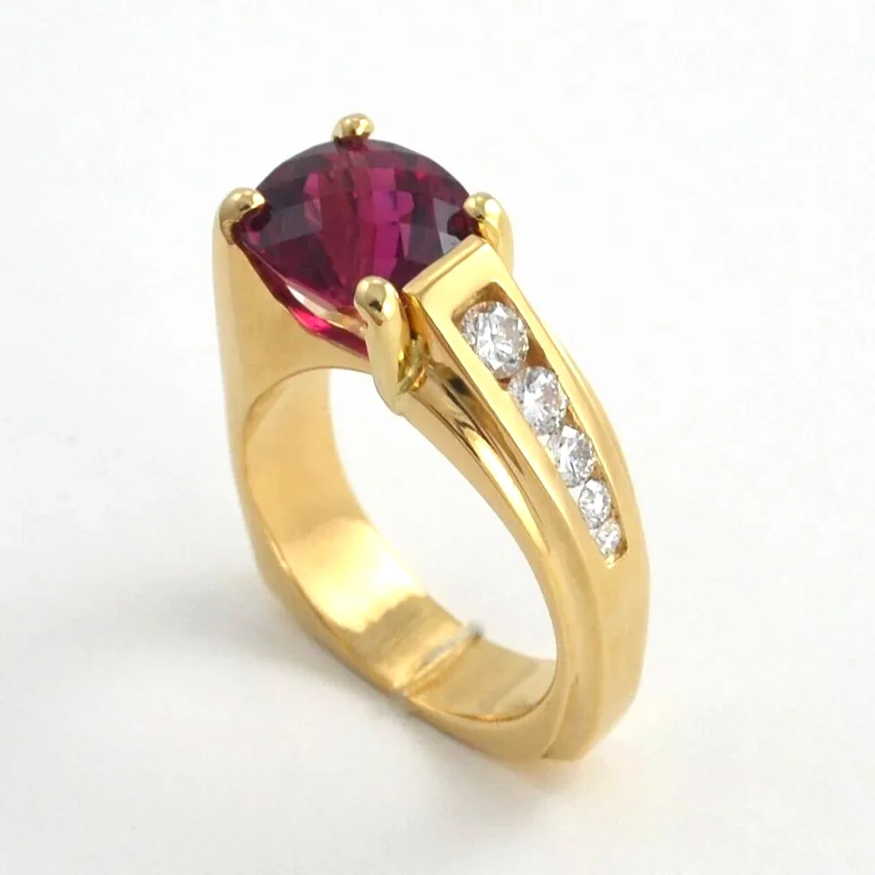 Roselyn Cushion Checker Pink Tourmaline Ring by Sharon Teaman — view 1