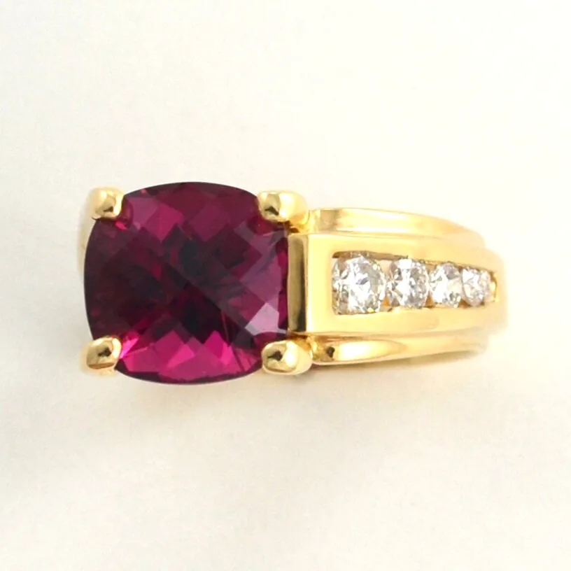 Roselyn Cushion Checker Pink Tourmaline Ring by Sharon Teaman — view 2