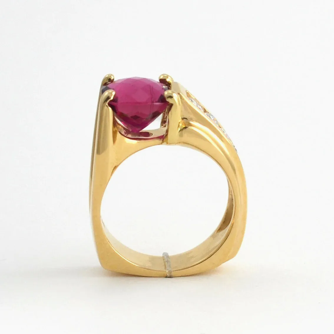 Roselyn Cushion Checker Pink Tourmaline Ring by Sharon Teaman — view 3