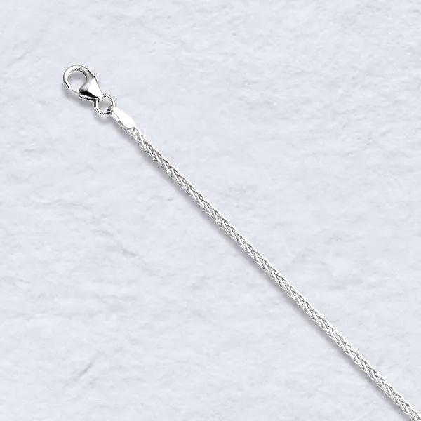 RPSS DSPG40 18 inch Wheat Chain (1.5mm wide) Rhodium Plated (non-tarnish) by Sharon Teaman