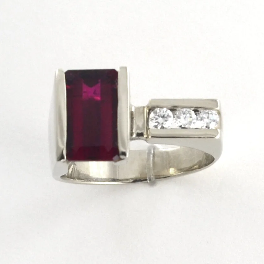 Rubellite Tourmaline Bar Set Ring by Sharon Teaman — view 1