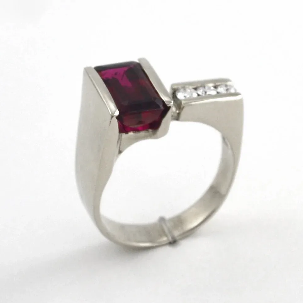 Rubellite Tourmaline Bar Set Ring by Sharon Teaman — view 2