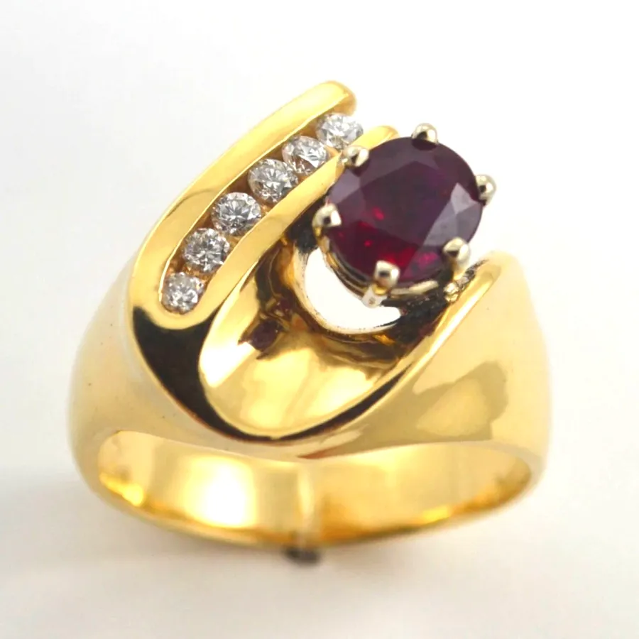 Ruby 295 14K RARE BURMESE RUBY accented with 6 channel set Diamonds. A true "Crown Jewel" by Sharon Teaman