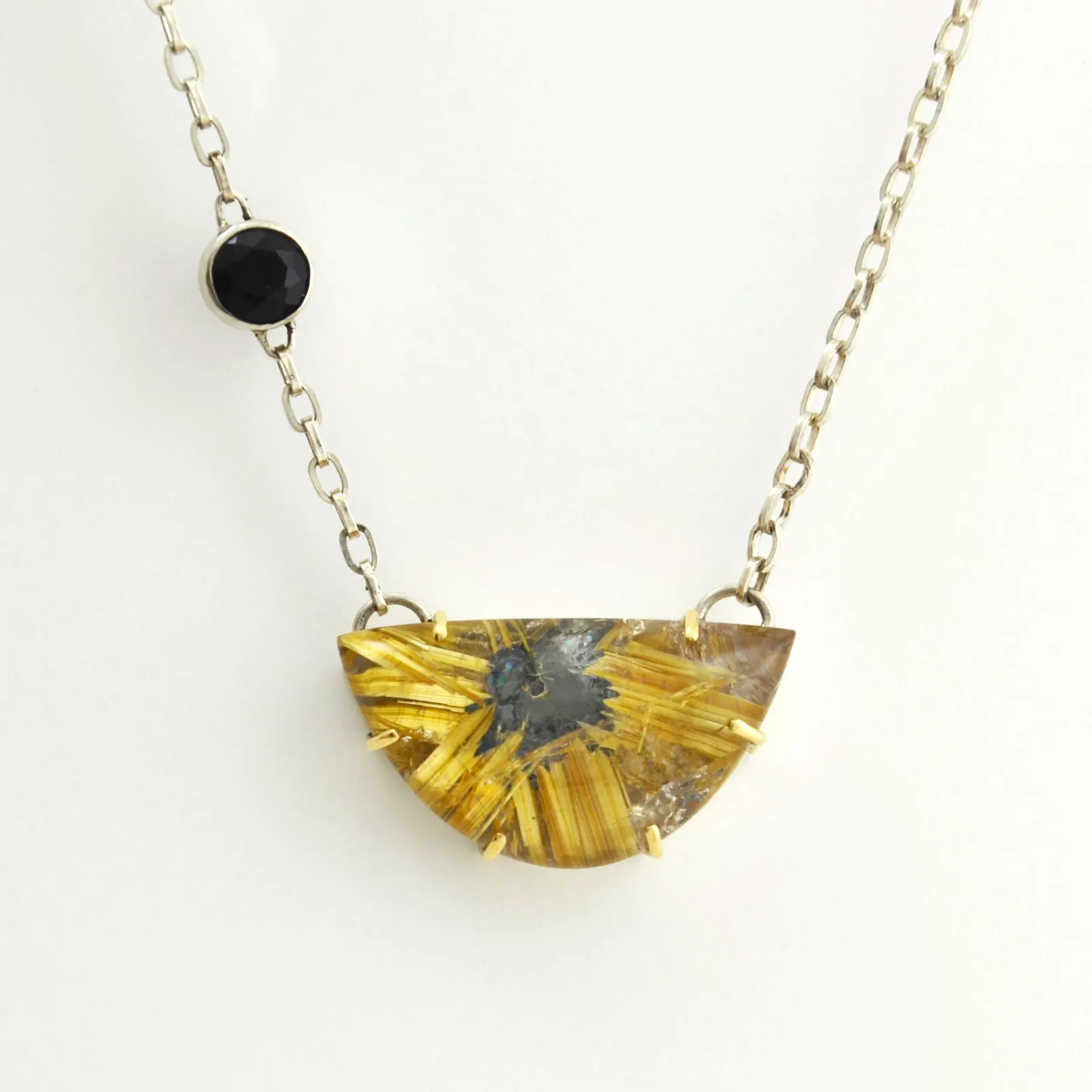 Rutilated Quartz and Onyx Necklace by Sharon Teaman — view 1