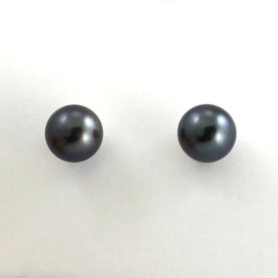 Tahitian Black Pearl Studs by Sharon Teaman
