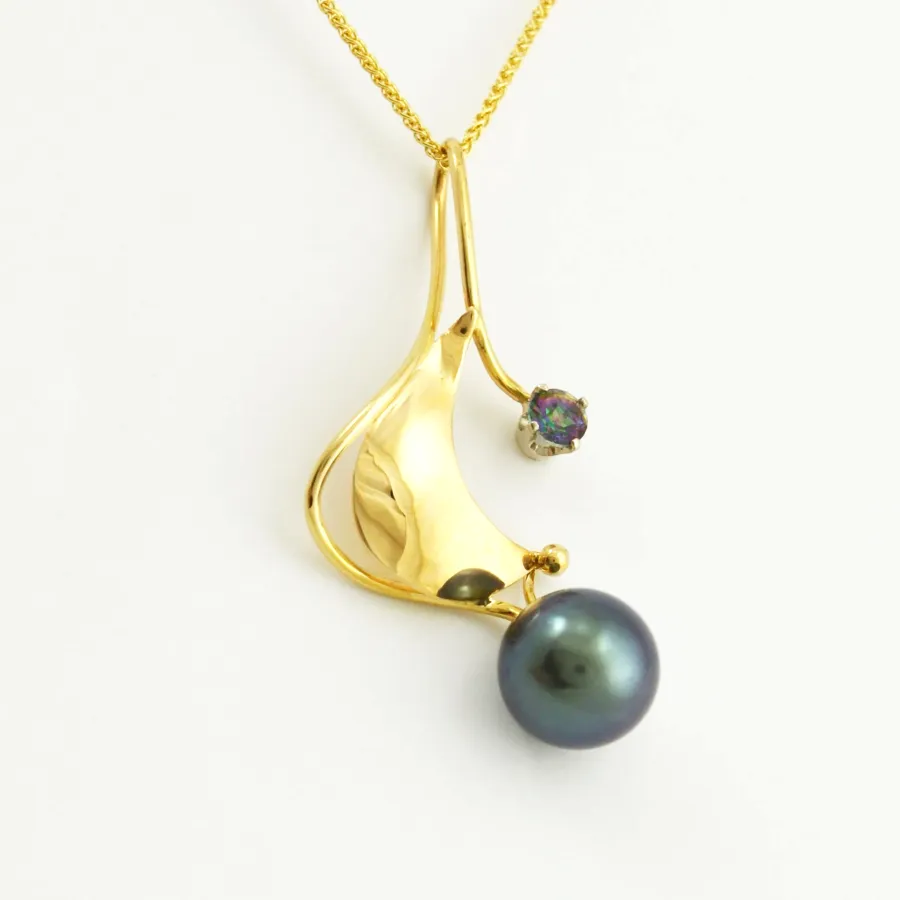 Tahitian Pearl Pendant accented with Green Mystic Topaz by Sharon Teaman