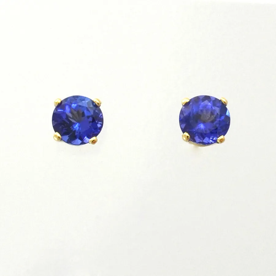 Tanzanite Studs Round Faceted by Sharon Teaman