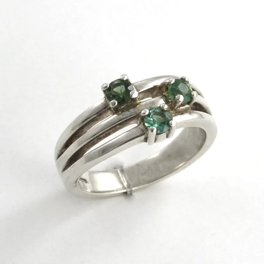 Triple Green Tourmaline Ring by Sharon Teaman — view 2