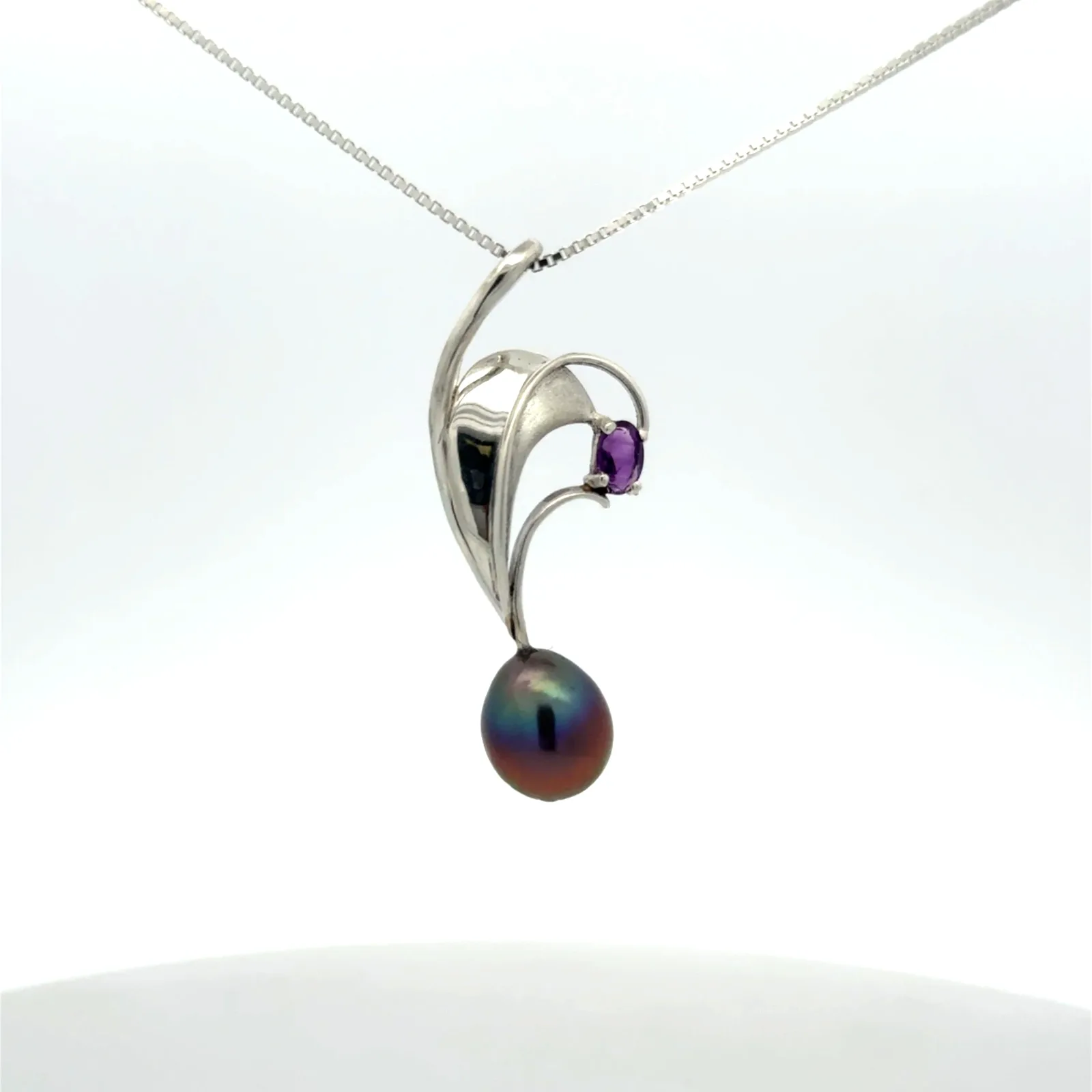 Two-Tone Freshwater Aubergine and Amethyst Pendant by Sharon Teaman — view 1