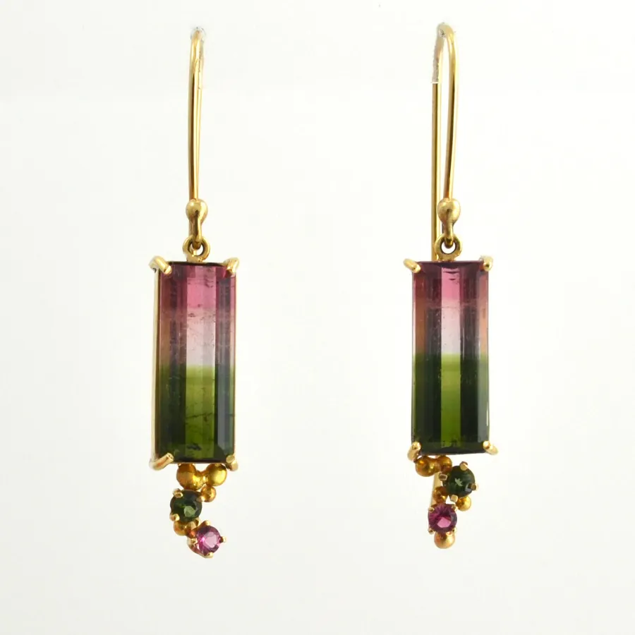 Watermelon Tourmaline Bar Earrings by Sharon Teaman