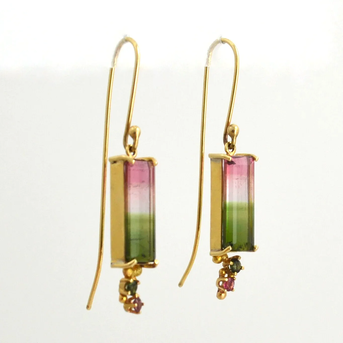 Watermelon Tourmaline Bar Earrings by Sharon Teaman — view 2