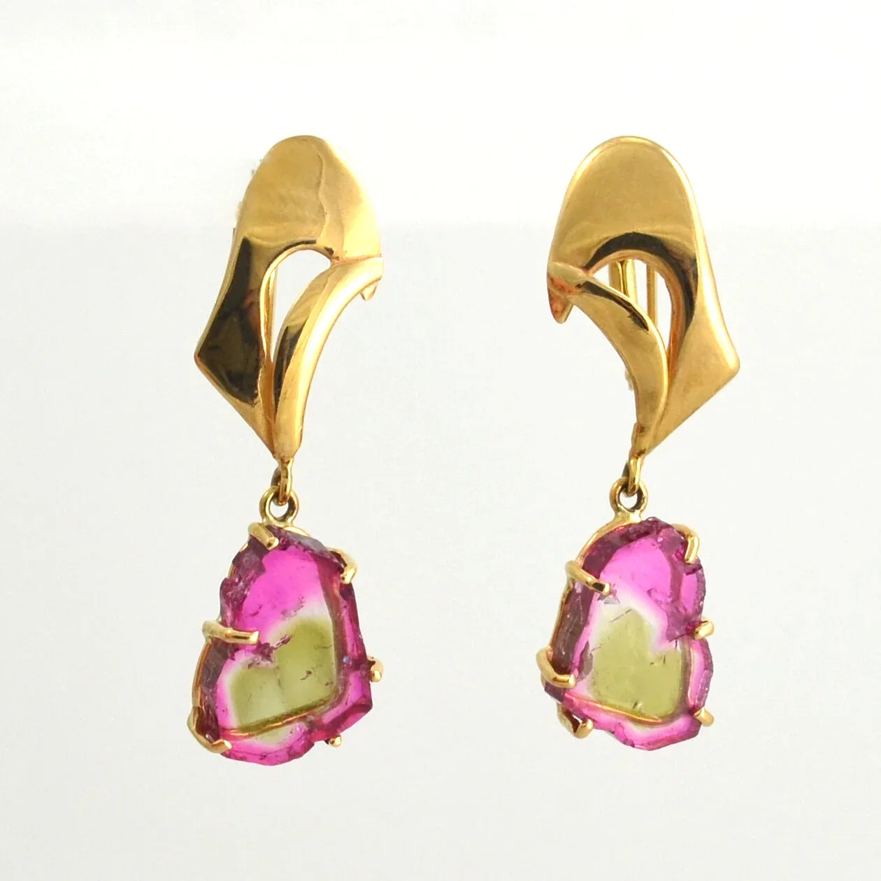 Watermelon Tourmaline Slices Earrings by Sharon Teaman — view 1