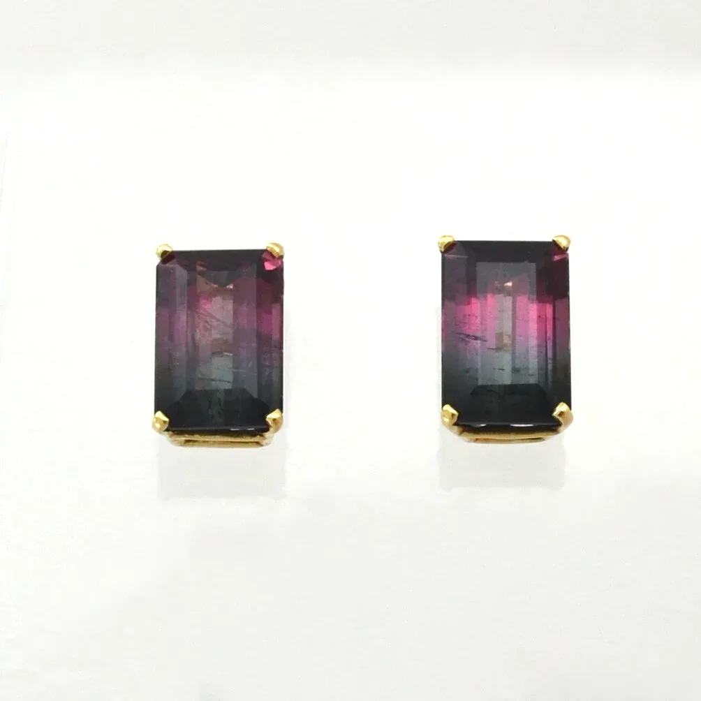 Watermelon Tourmaline Studs - Rare Size 8.42 carats Total weight by Sharon Teaman — view 1