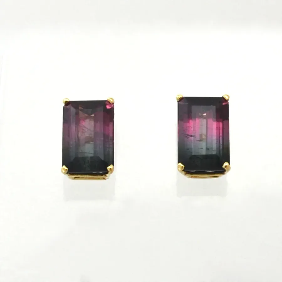 Watermelon Tourmaline Studs - Rare Size 8.42 carats Total weight by Sharon Teaman