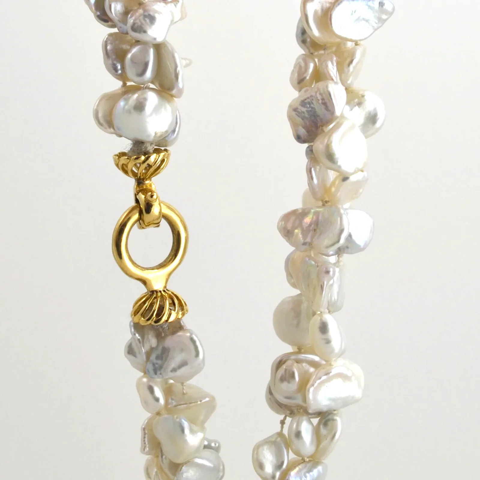 White Freshwater Keshi Pearls Super High Lustre in shimmering Silvery White by Sharon Teaman — view 2